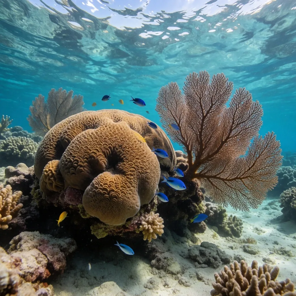 Colorful coral reef near the Egyptian shore