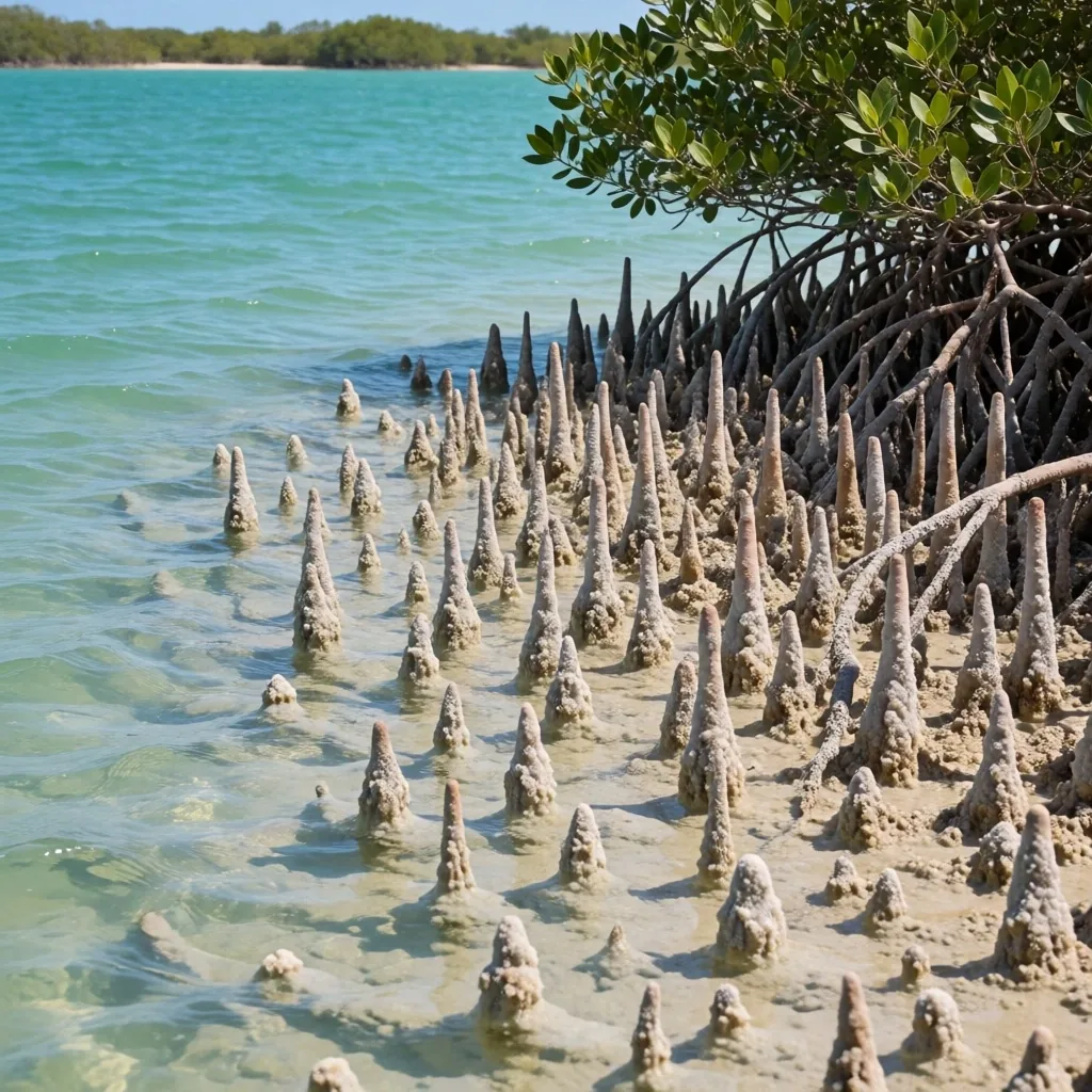 Mangrove trees growing in shallow Red Sea water