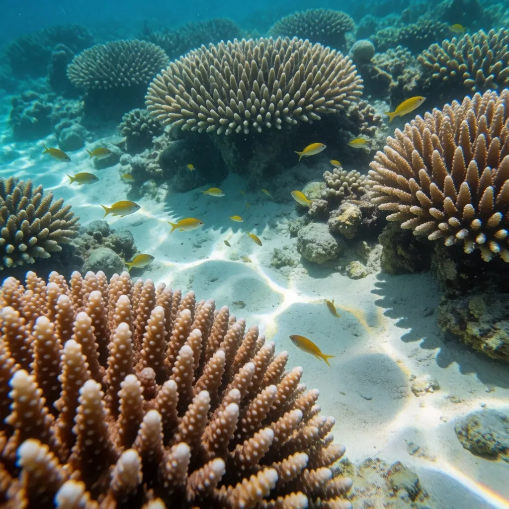 Shallow Red Sea water over sand and coral