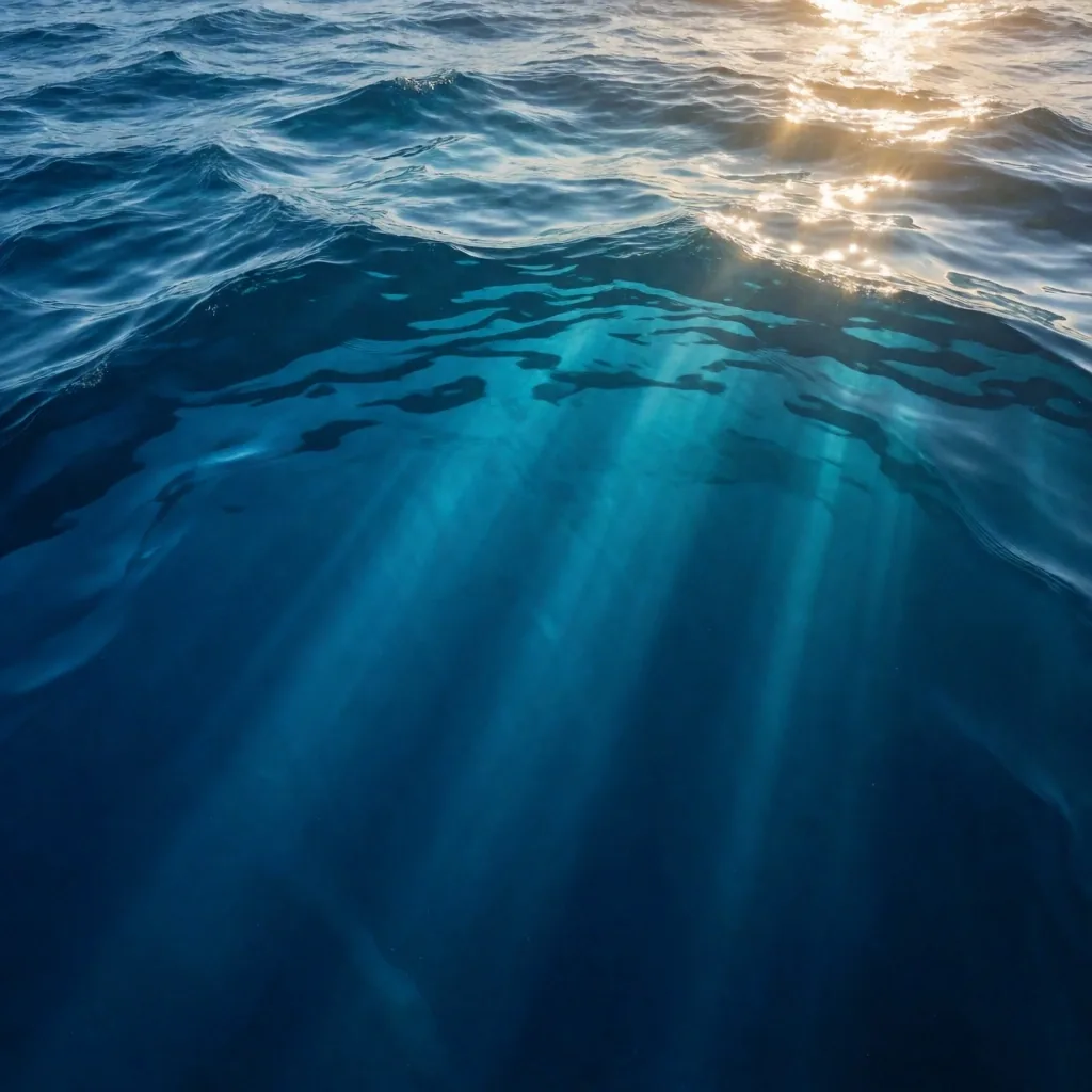 Deep blue water surface showing layered depth and light