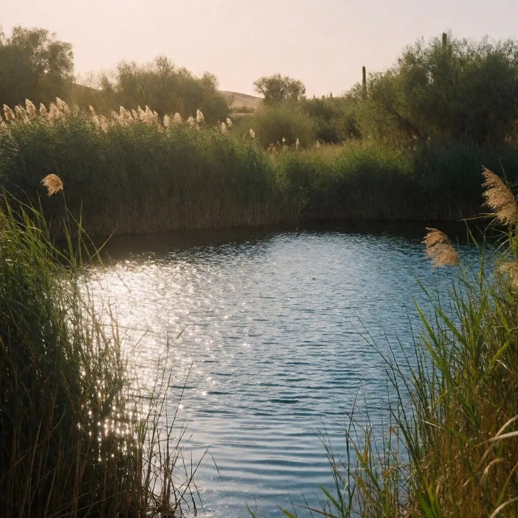 Natural spring surfacing in a desert oasis