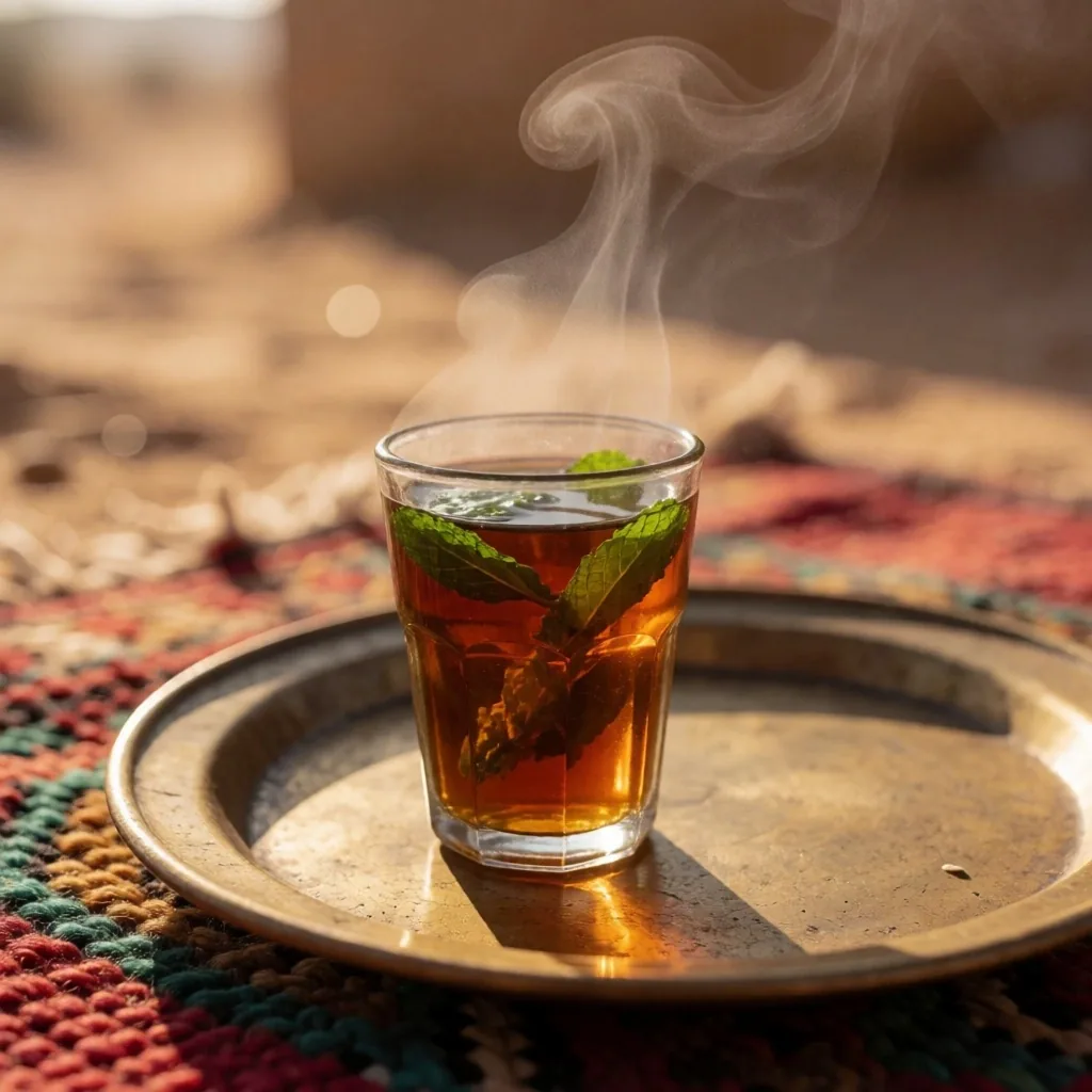 Glass of tea on a tray