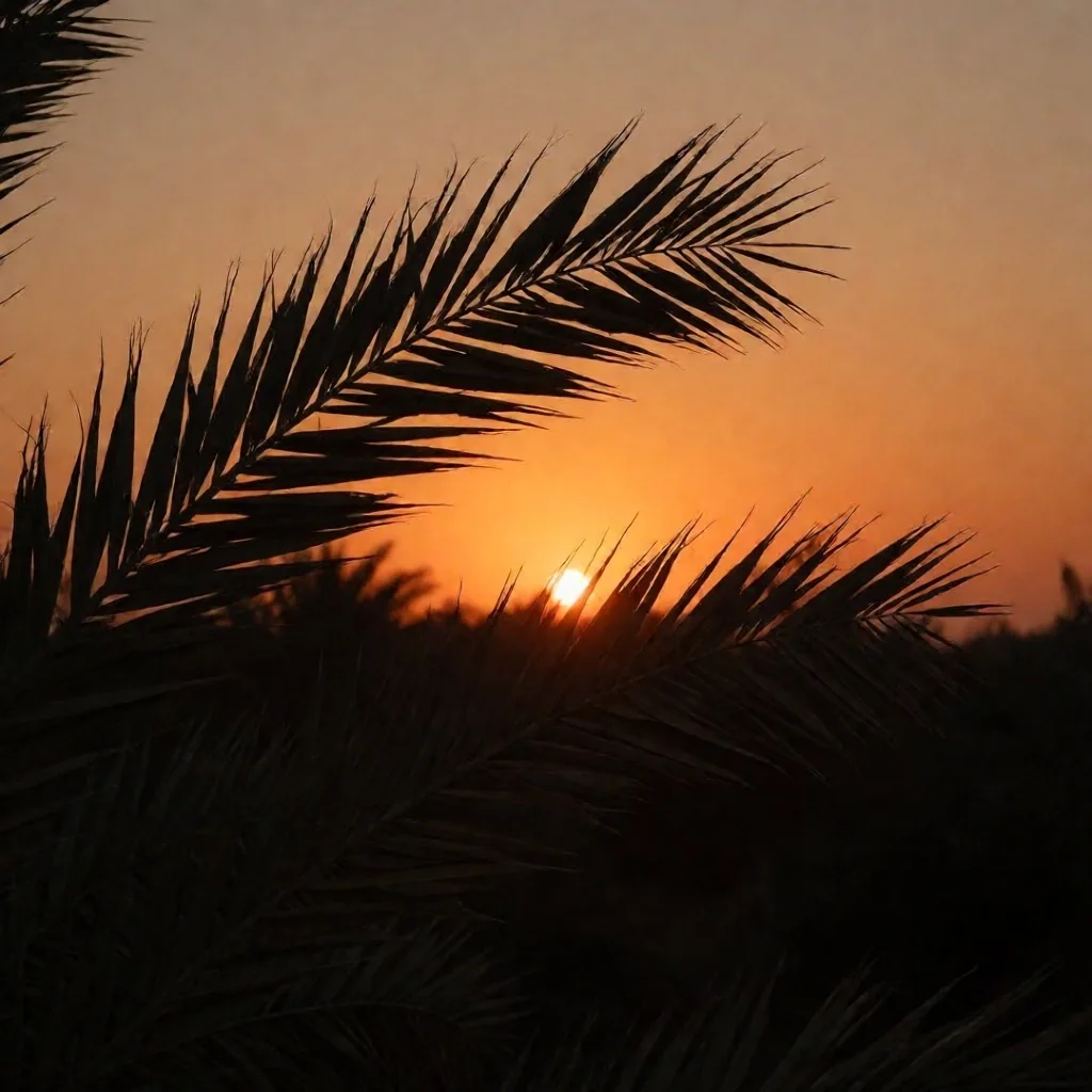 Palm trees against a twilight sky
