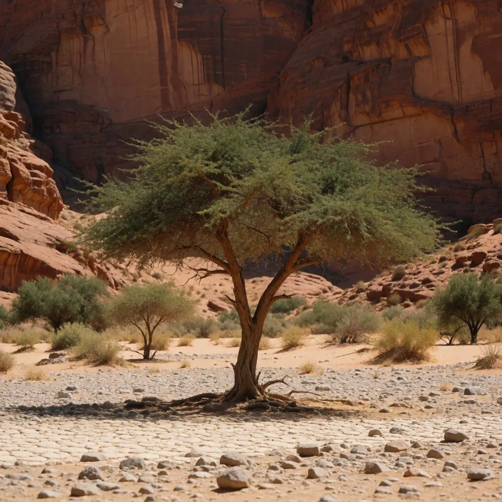Acacia tree in a desert wadi