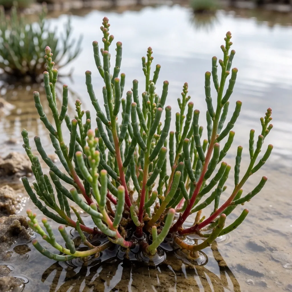 Salt-tolerant plants along a wetland edge