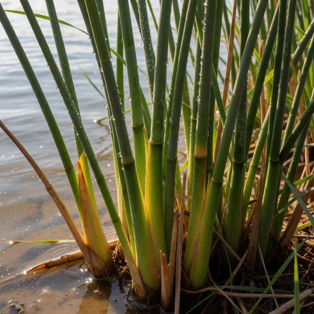 Reeds and aquatic grasses along the Nile bank