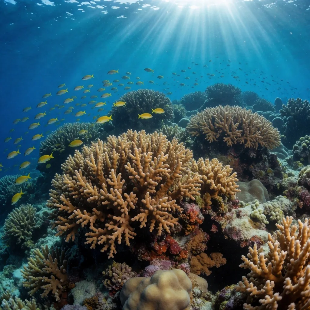 Fringing coral reef in clear Red Sea water