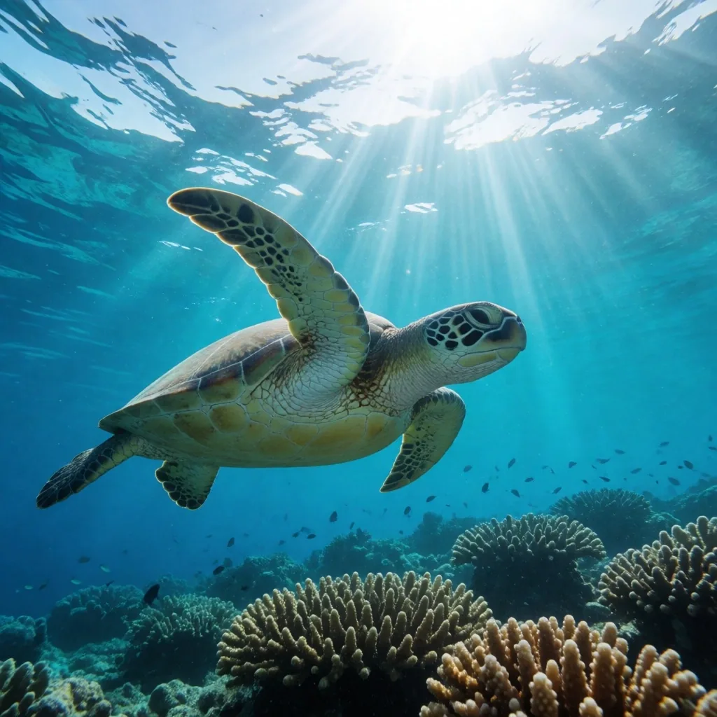 Sea turtle near the surface