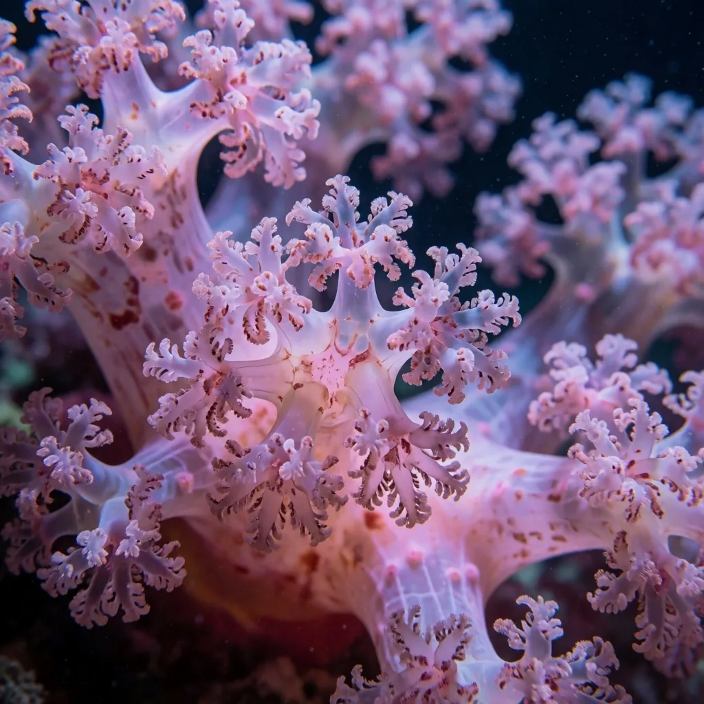 Soft coral polyps in detail