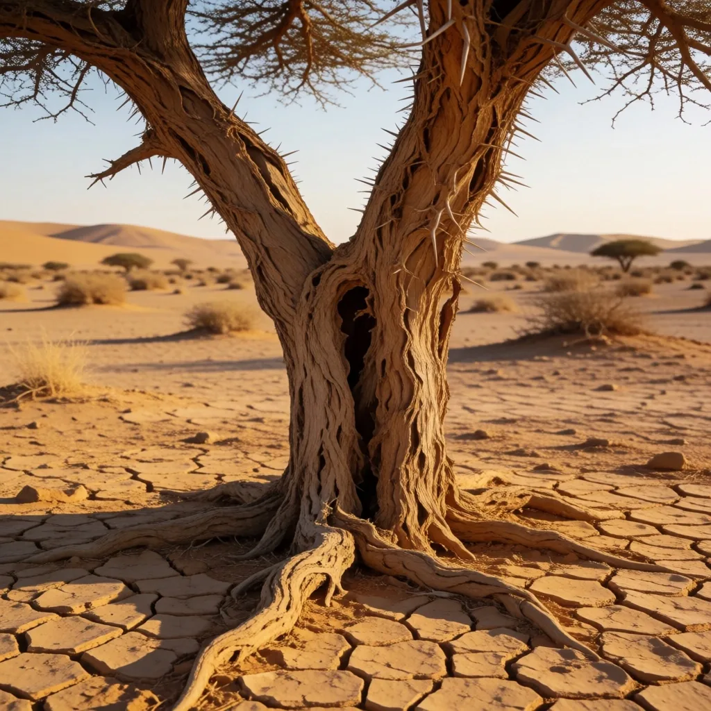 Acacia tree in desert landscape